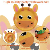 Safari Jungle Wild Animal Party Supplies 60Pcs Disposable Jungle Zoo Animal Shaped Paper Plates For Birthday Party, Baby Shower And Jungle Safari Theme Party Decorations