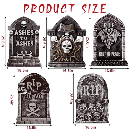25.6inches Halloween Decorations Outdoor, DIY Halloween Decorations Outdoor of Gravestone Yard Signs, Extra Large Halloween TombstonesCemetery Headstones Scary Decorations for Garden with Waterproof