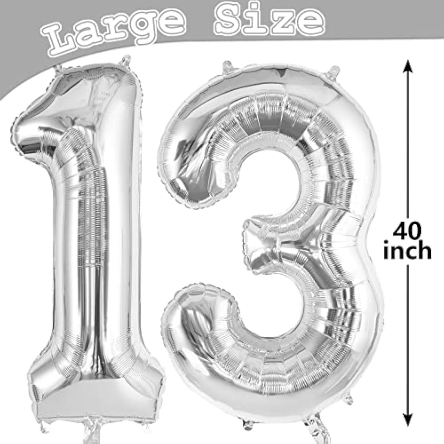 40" Silver Number 13 or 31 Foil Balloons Birthday Anniversary Decor