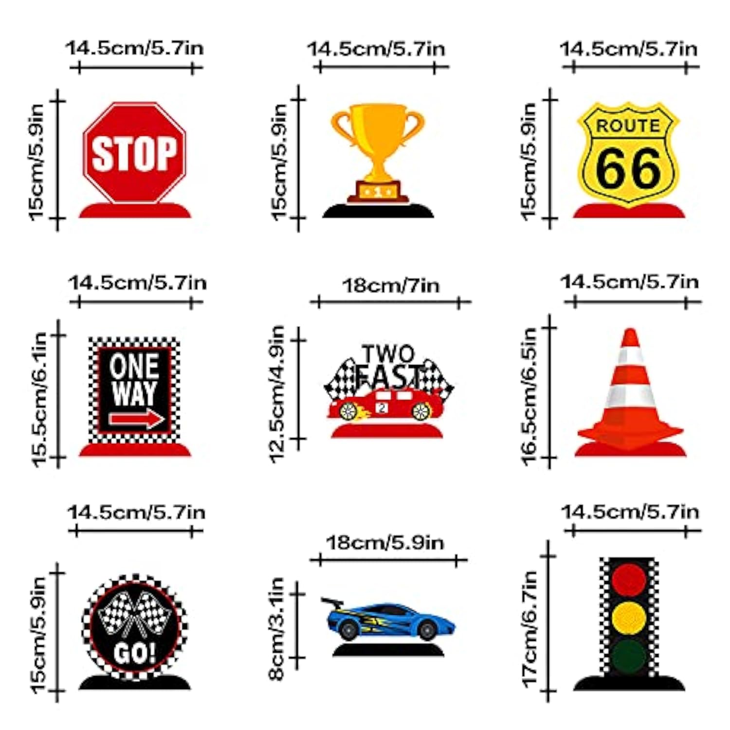 Race Car Two Fast Birthday Table Honeycomb Centerpieces - 9Pcs Let'S G