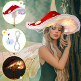 Led Mushroom Hat Gift Renaissance Halloween Costume Light Up Cosplay Fairy Party Hat Oversized With 10 Pcs Lights(Red)