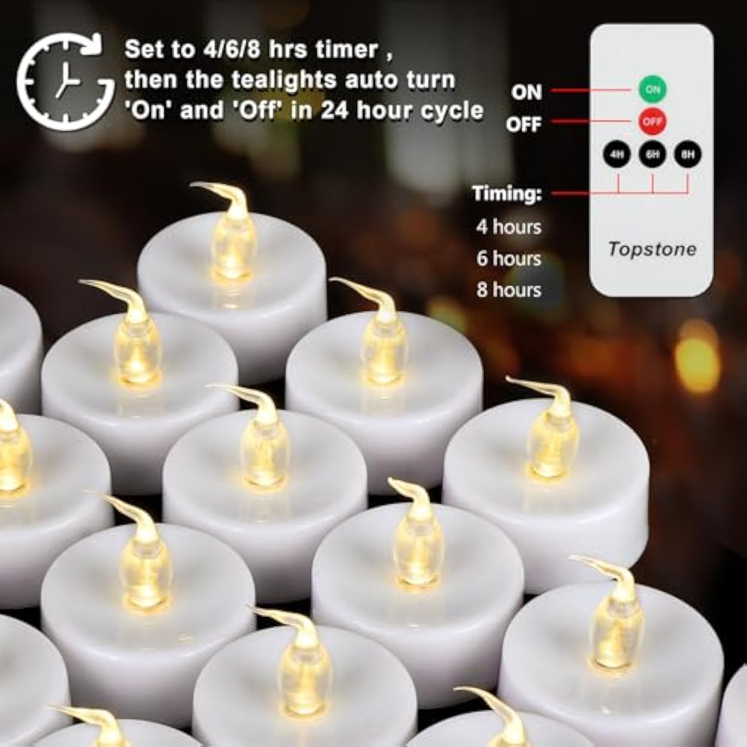 Led Candles With Remote And Timer,400+ Hours Battery Life,Realistic Flickering Flameless Votive Candles,Safe Decorative Lighting For Christmas/Wedding/Home Decor - 12 Pack Warm White