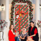 Christmas Door Cover Red Gift Box Merry Christmas Door Cover Banner Photography Background For Winter Xmas Holiday Party Decor, 71 X 35 Inches