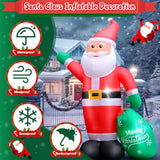 Christmas Inflatable Santa Outdoor Decoration: 8 Ft Blow Up Santa Claus Carry Gift Bag- Built-In Leds For Christmas Part