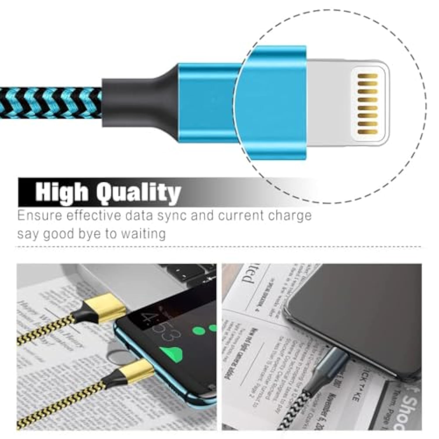 10 Ft Nylon Braided iPhone Charger Cord Compatible with iPhone 13/12/11 Pro Max/XS MAX/XR/XS/X/8/7/Plus/6S/6/SE/5S/iPad - 3 Pack