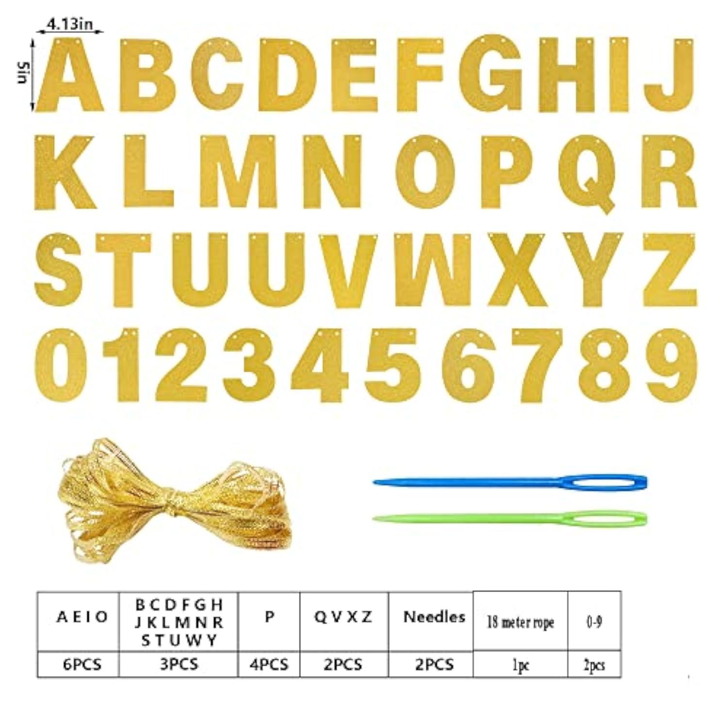 DIY Gold Glitter Banner Kit with Customizable Letters for Party and Graduation Decor