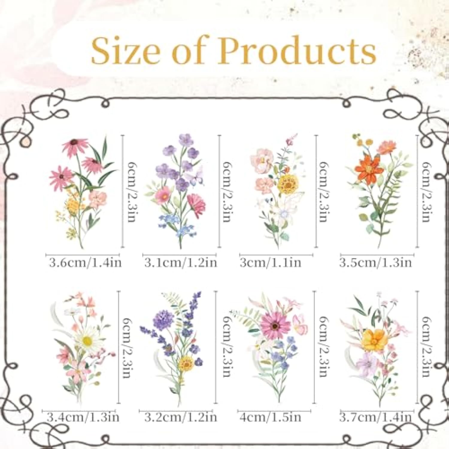 Wildflower Baby Shower Decorations, 48Pcs Flower Birthday Cupcake Toppers Baby In Bloom Decor, Floral Spring Party Wedding Bridal Shower Decoration
