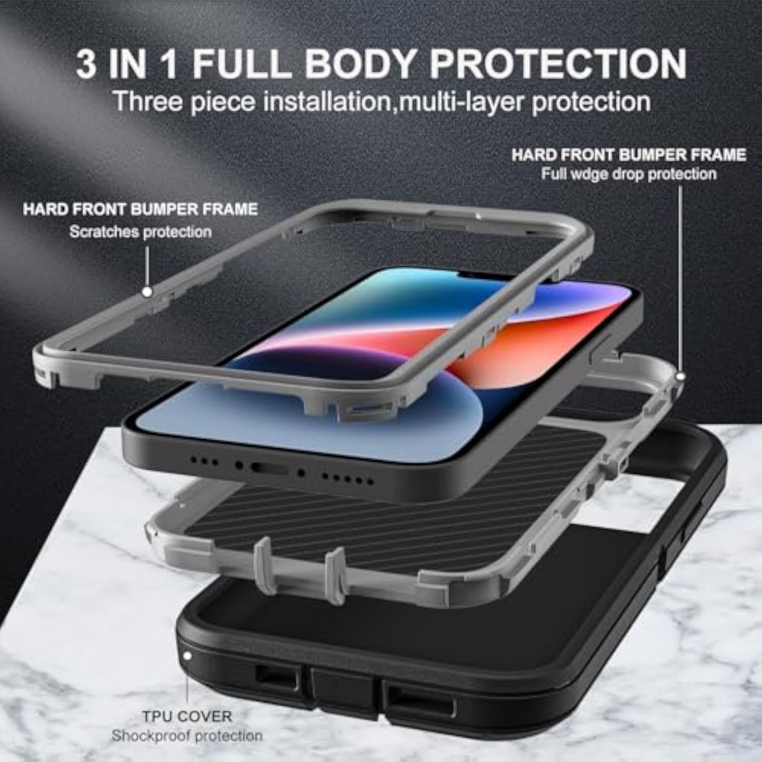 Heavy Duty 3 in 1 Case for iPhone 13/iPhone 14 with Magsafe Compatibility