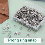 100 Sets Snap Button, 9.5Mm Metal Silver Snaps Buttons For Sewing And