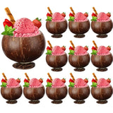 12 Pcs 13.5 Oz Coconut Shell Cups Bulk Hawaiian Party Supplies Polished Natural Coconut Bowls Luau Party Favors Tiki Decorations For Cocktail Drinking Smoothie Salad Ice Cream