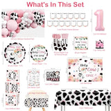 232Pcs Holy Cow I'M One Birthday Decorations Complete Party Set, Holy Cow I'M One Theme 1St Birthday Decorations Girl, For Cow Print Theme Party Serves 20 Guests