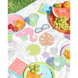 Pool Party Paper Coloring Tablecloth - 9' X 4.5' | Summer Tablescape, Palm Tree Dinner Party Setting, Kids Birthday Decoration, Cute Tablecover, Beach Table Diy