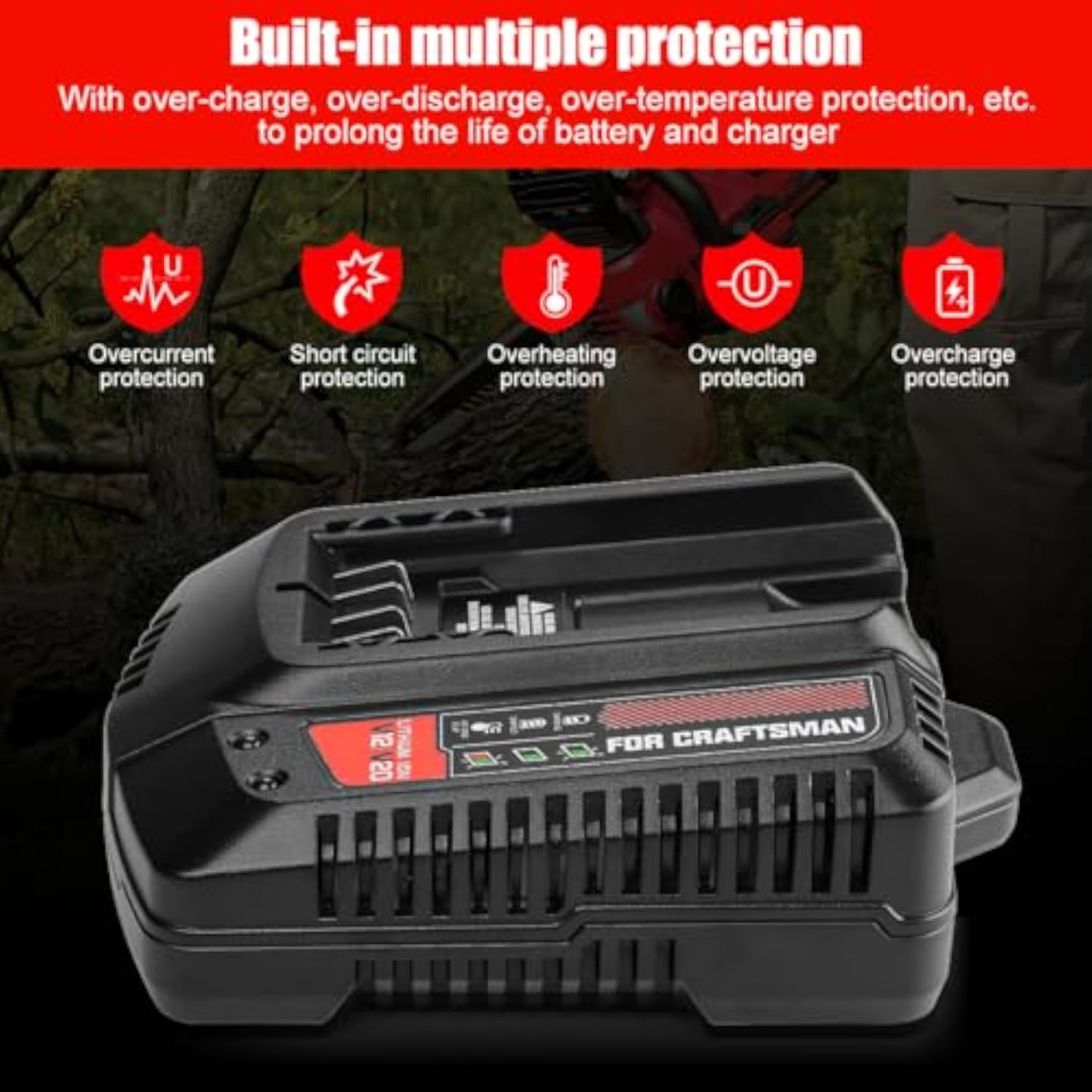 Cmcb104 Replace For 20V Craftsman V20 Battery Charger For Cmcb201 Cmcb202 Cmcb204 Cmcb205 Cmcb209 V20 Battery Craftsman Fast Charger