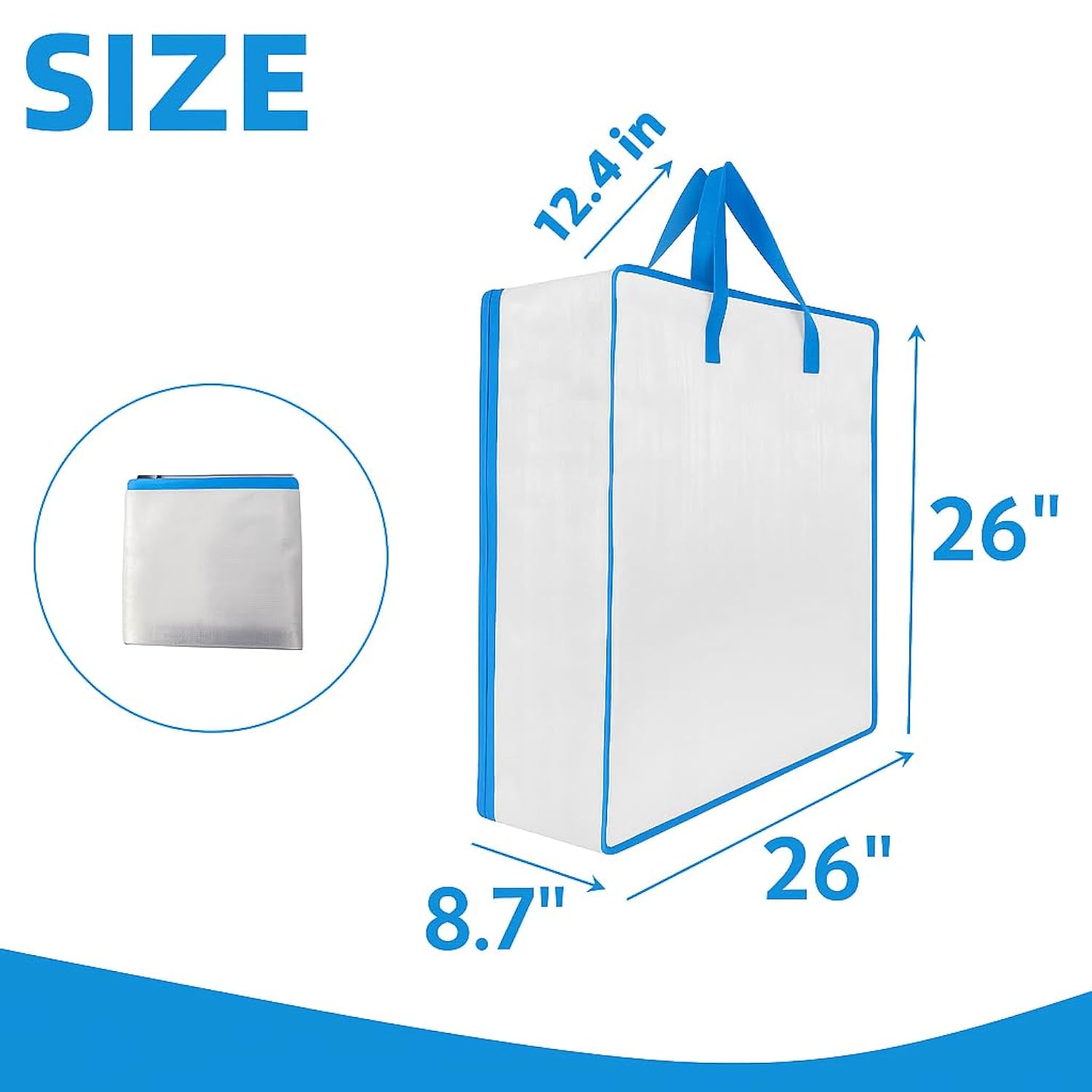 2 Pack Clear Storage Bags With Zipper And Handles – Blanket Bags For Closet Storage, Moving & College Packing – Underbed Organizer For Clothes, Pillows, Bedding, Christmas Wreaths