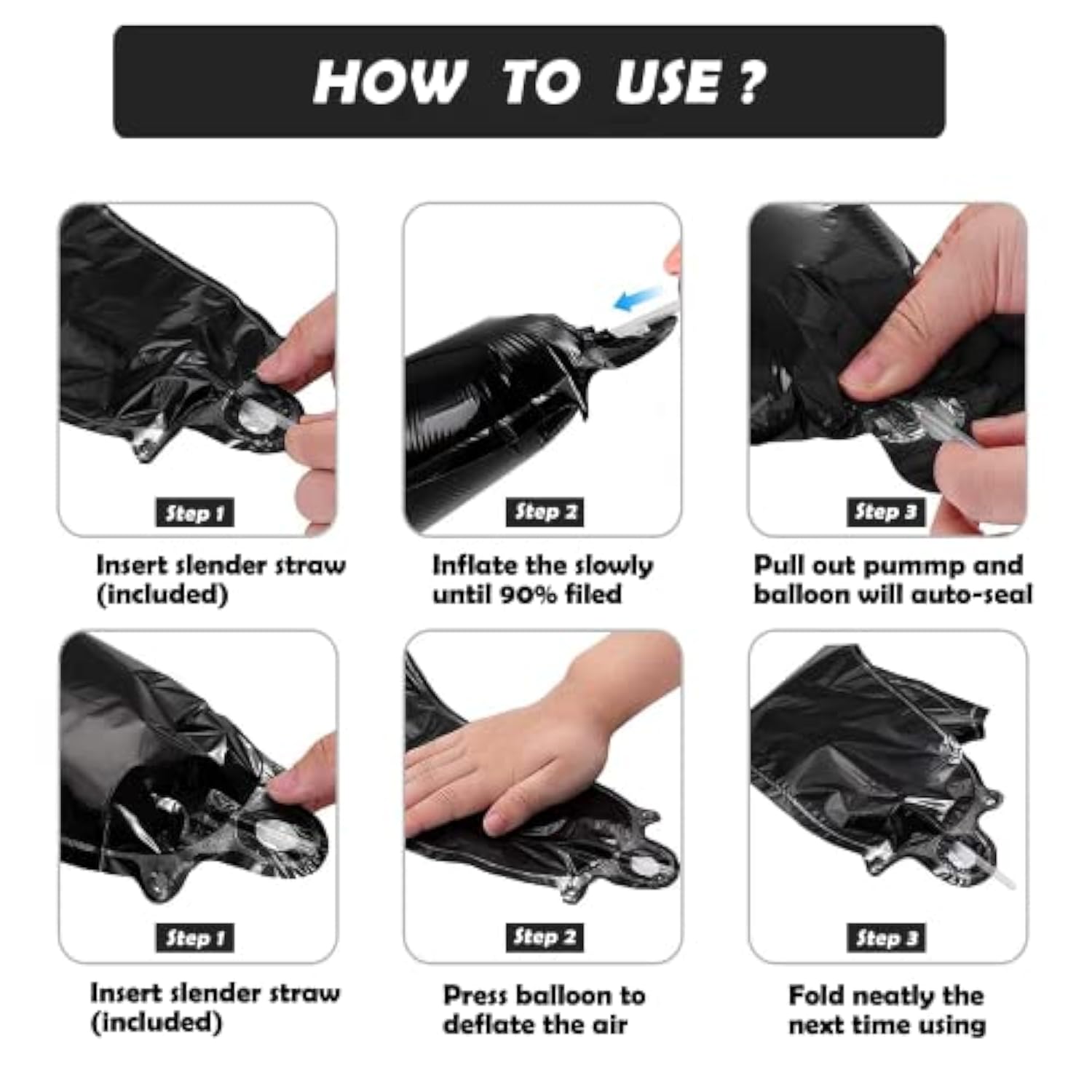 Letter Balloons 16 Inch Mylar Foil Alphabet Letter A-Z Balloons Set For Wedding Birthday Party Decoration Banner Custom Phrase 26 Pieces(Black)