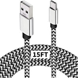 Type C Charger Cable,15Ft Long Usb A To C Cable Compatible With Google Pixel 4 Xl,Samsung S10 S9 Plus S8, Galaxy Note 10, Lg V30, Braided Charging Fits Nintendo Switch Macbook Wall Charger