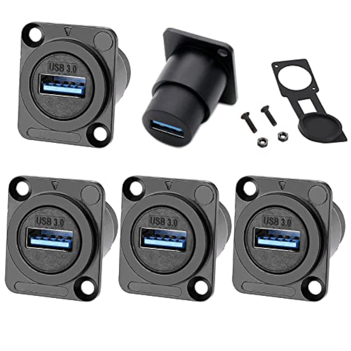 5Pcs Usb3.0 D Series Panel-Mount Connector,Waterproof Usb Port Socket 86 Panel