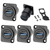 5Pcs Usb3.0 D Series Panel-Mount Connector,Waterproof Usb Port Socket 86 Panel