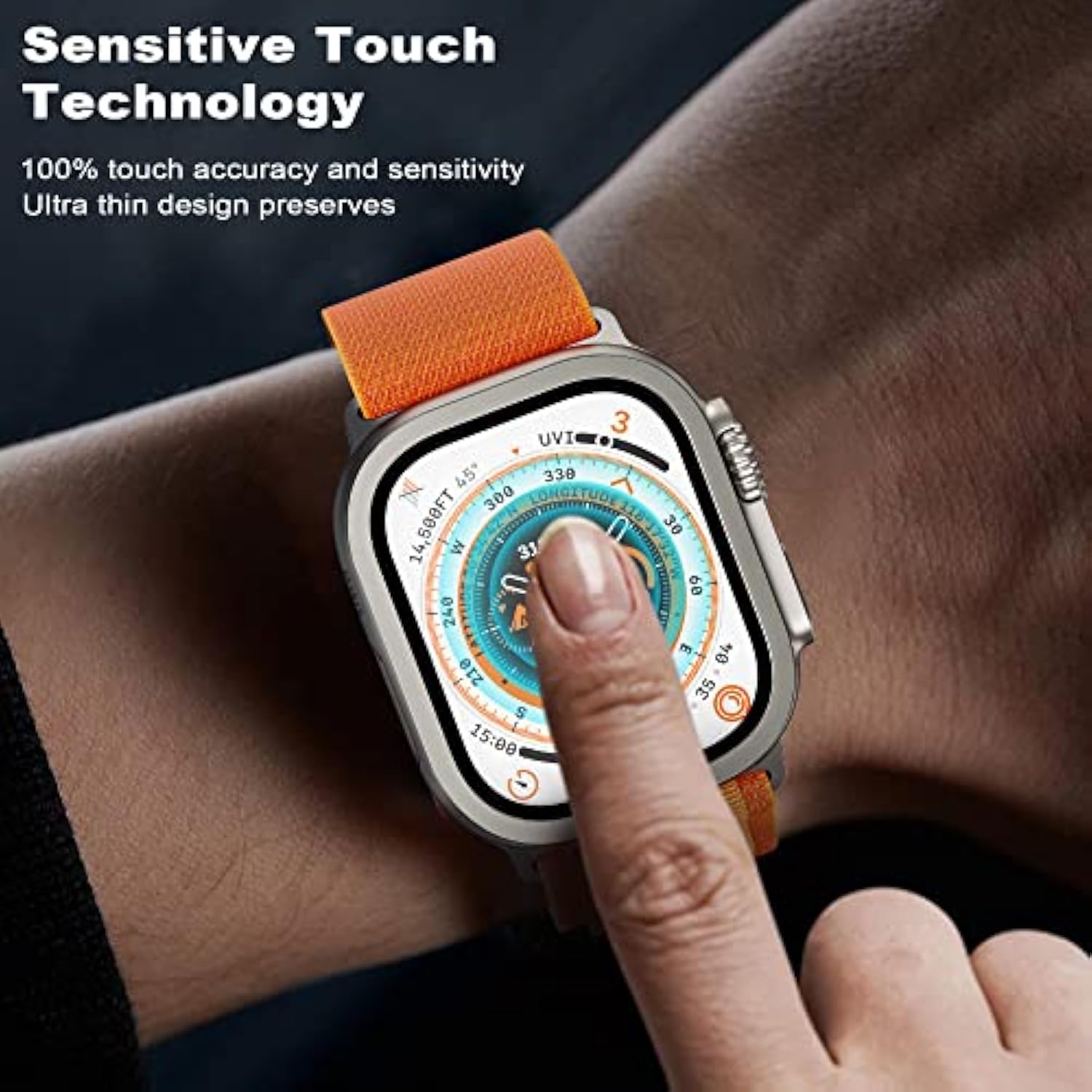 For Watch Ultra 2/Ultra Screen Protector 49Mm,9H Tempered Glass + Titanium Alloy Frame, [Keep Original] [Touch Sensitive] Lightweight Protective Film Iwatch 2 Pack,Original