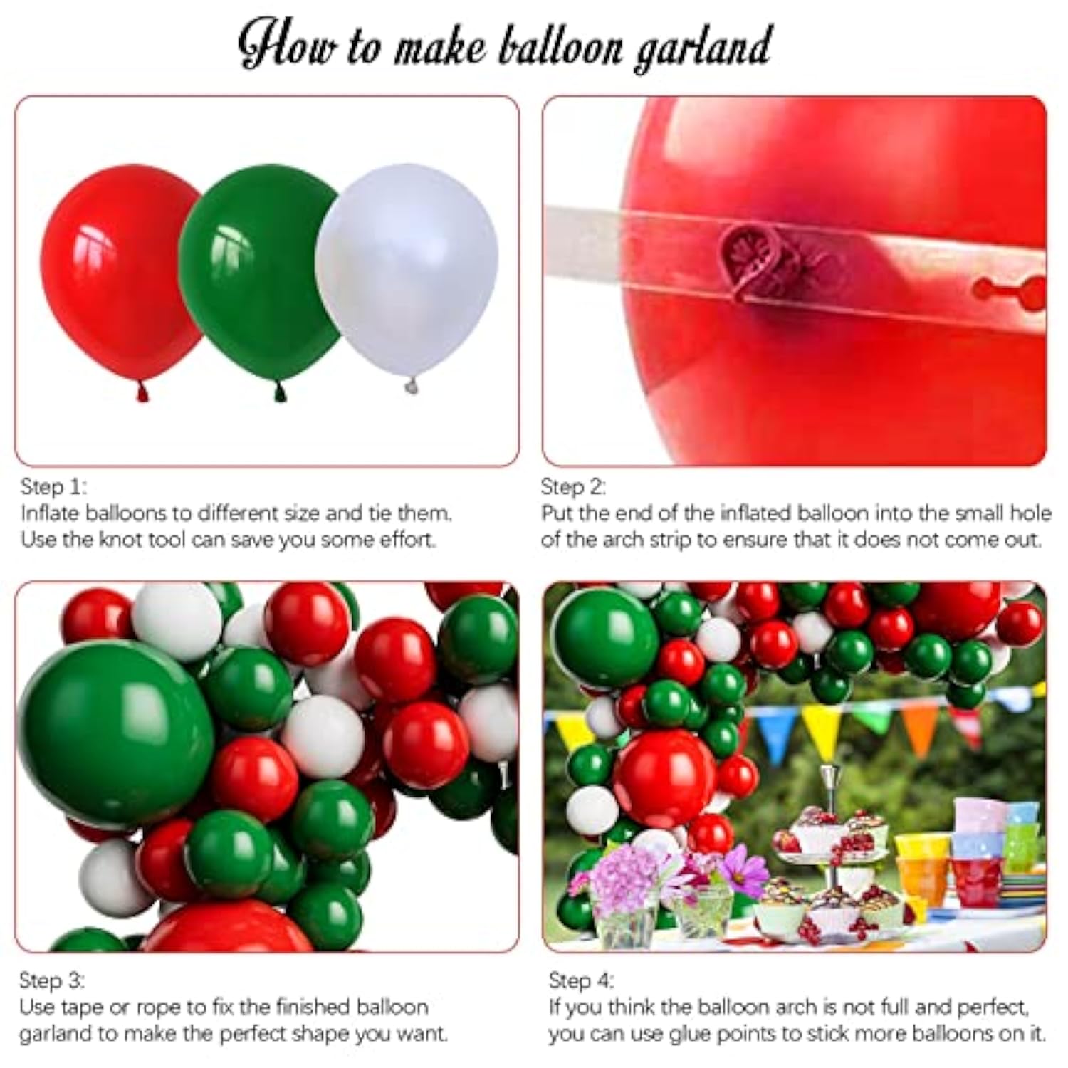 Red Green And White Balloon Garland For Birthday Baby Shower Wedding Graduation Christmas Party Decoration