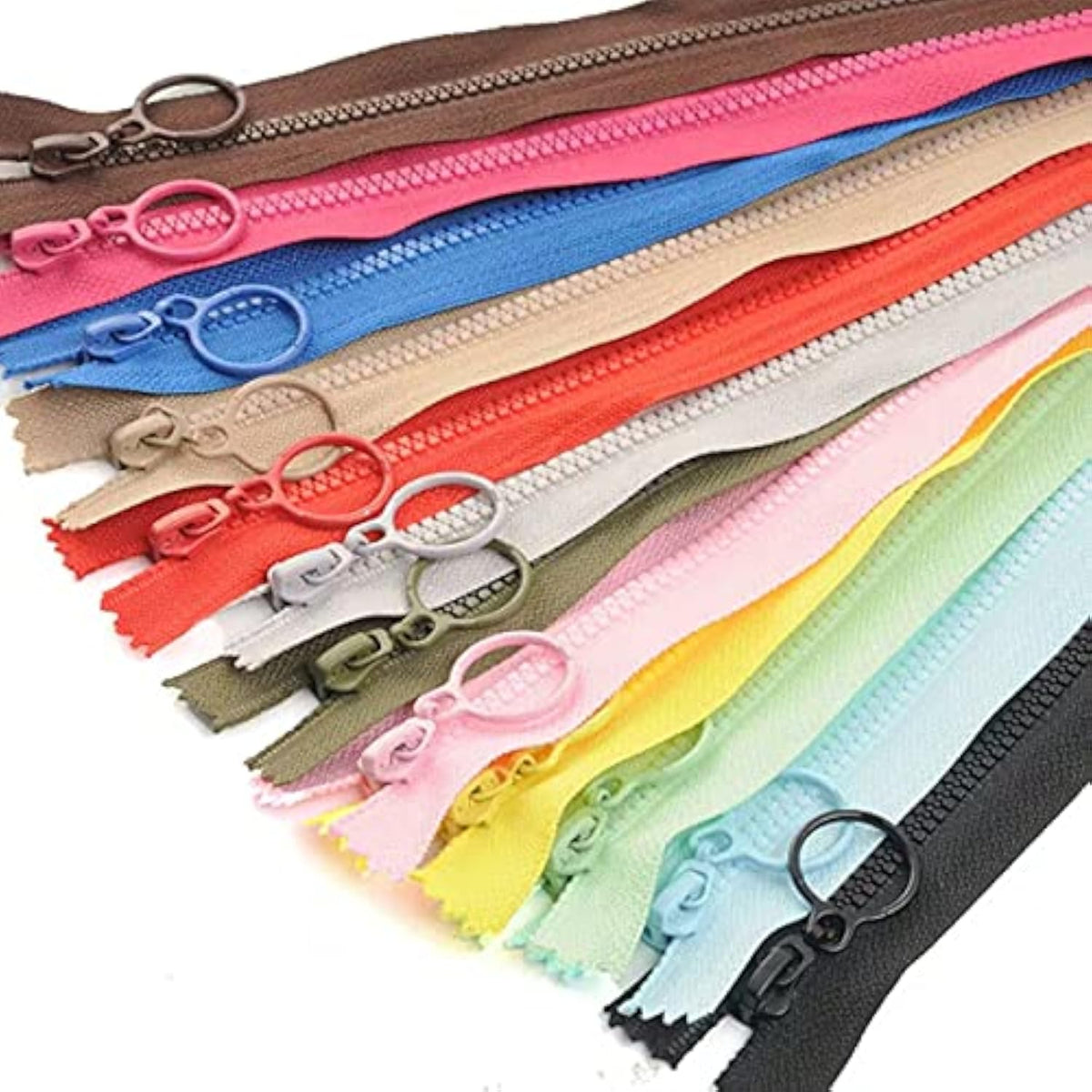 Zippers Colorful Resin 14Pcs Non Separating Zippers With Ring Pulls #3