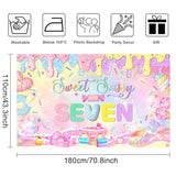 Donut 7th Birthday Backdrop Sweet Sassy Seven Banner for Girls Party (Pink)