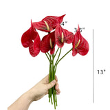 8Pcs 13Inch Pure White Artificial Anthurium Lily Flowers Permanent For Home Decor Bouquet Home Bridal Wedding Festival Party,Crafts,Store Decor Arrangements Flower Bouquet Accessories