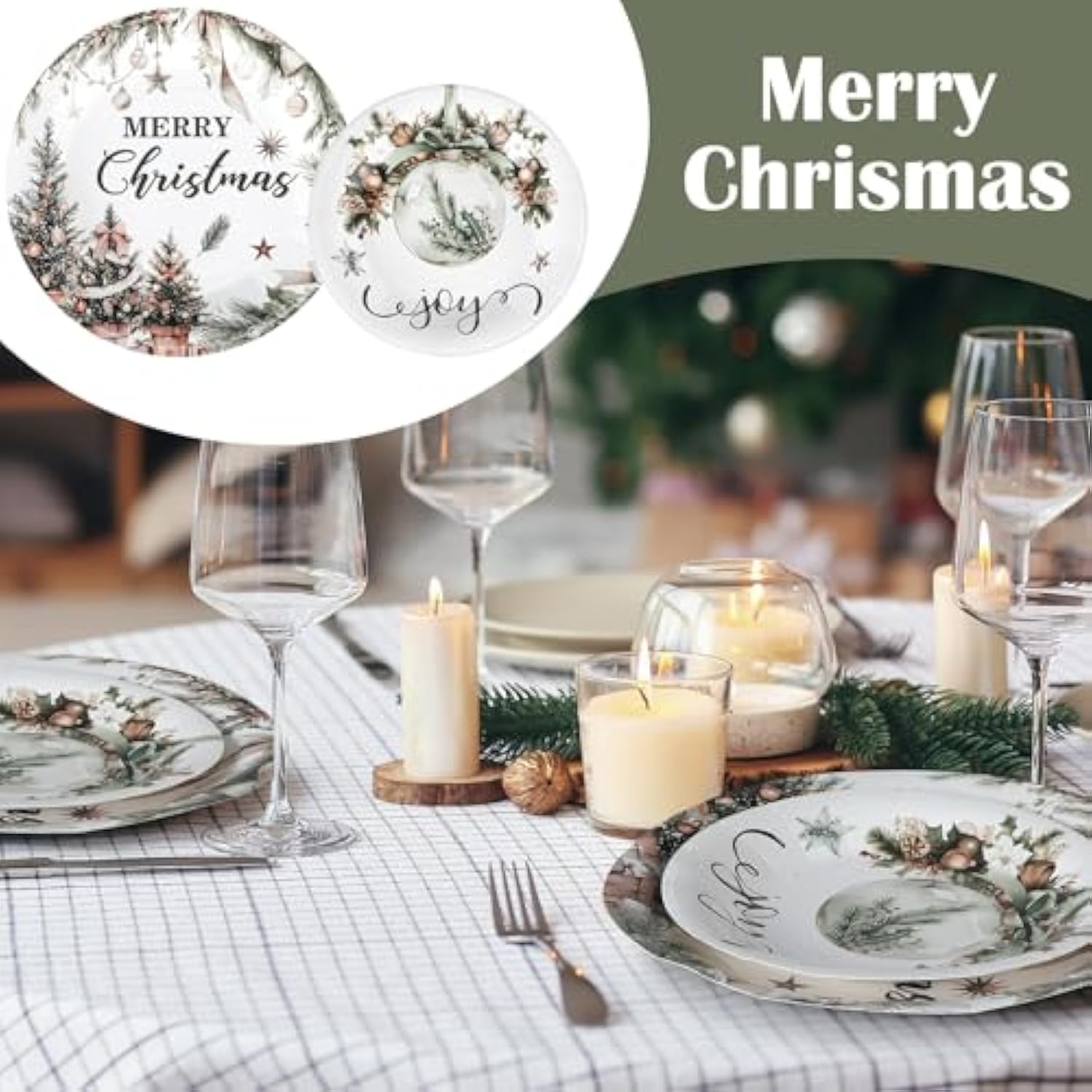 200 Pcs 200 Pcs Christmas Party Supplies Christmas Plates And Napkin Set Xmas Paper Plates Dinnerware Disposable Xmas Dinner Dessert Plate Napkin For 50 Guest Party (Fresh)