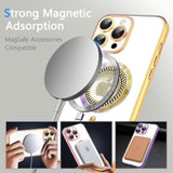 iPhone 16 Pro Max Magnetic Glitter Case Compatible with MagSafe, Full Protection Slim Shockproof Anti-Scratch Case with Camera Lens Protector and Dust-Proof Net for Women Gold