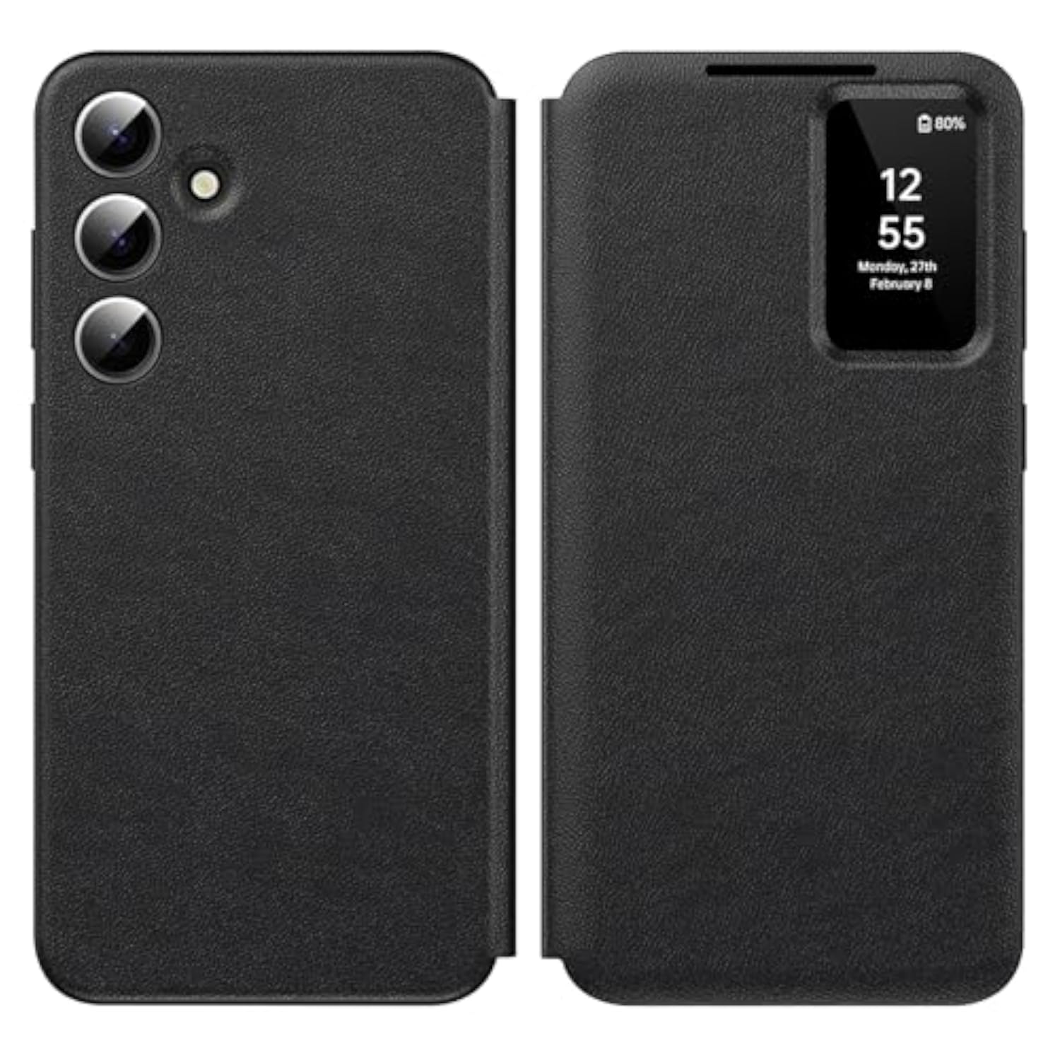 Samsung S26 Plus Case with Smart Small Screen View, S-View Wallet Phone Case, Protective Flip Leather Cover for Samsung Galaxy S26 Plus 5G Smart Window Cover, Black