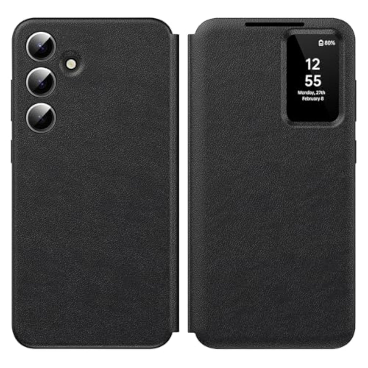 Samsung S26 Plus Case with Smart Small Screen View, S-View Wallet Phone Case, Protective Flip Leather Cover for Samsung Galaxy S26 Plus 5G Smart Window Cover, Black