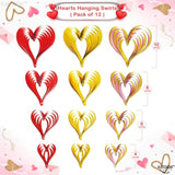 3D Valentines Hanging Decorations - 10 Inch, Pack Of 12 | Valentines Day Hanging Swirls, Valentines Day Hanging Decorations | Heart Garland Valentines Day Decorations, Valentines Decorations