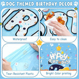3 Pack Blue Dog Party Tablecloth Dog Them Birthday Decor 108'' × 54'' Blue Yellow Plastic Table Cloth Puppy Paw Prints Bone Disposable Rectangle Table Cover For Baby Shower Party Supplies