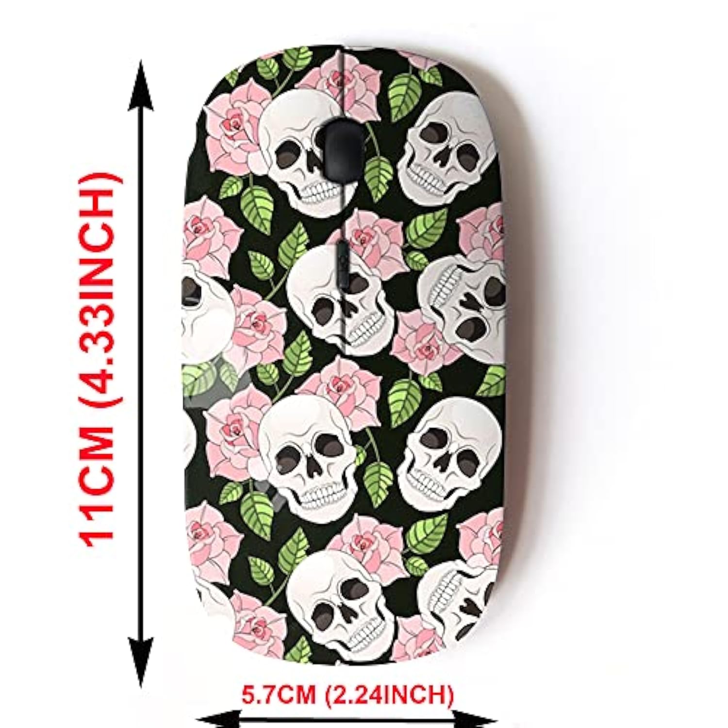 2.4G Wireless Mouse With Cute Pattern Design For All Laptops And Desktops With Nano Receiver - Gothic Roses Skulls