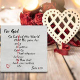 Christian Valentines Decor, Rustic John 3:16 Bible Verse Scriptures Wooden Sign Home Tabletop Shelf Desk Decoration Valentines Day Decor