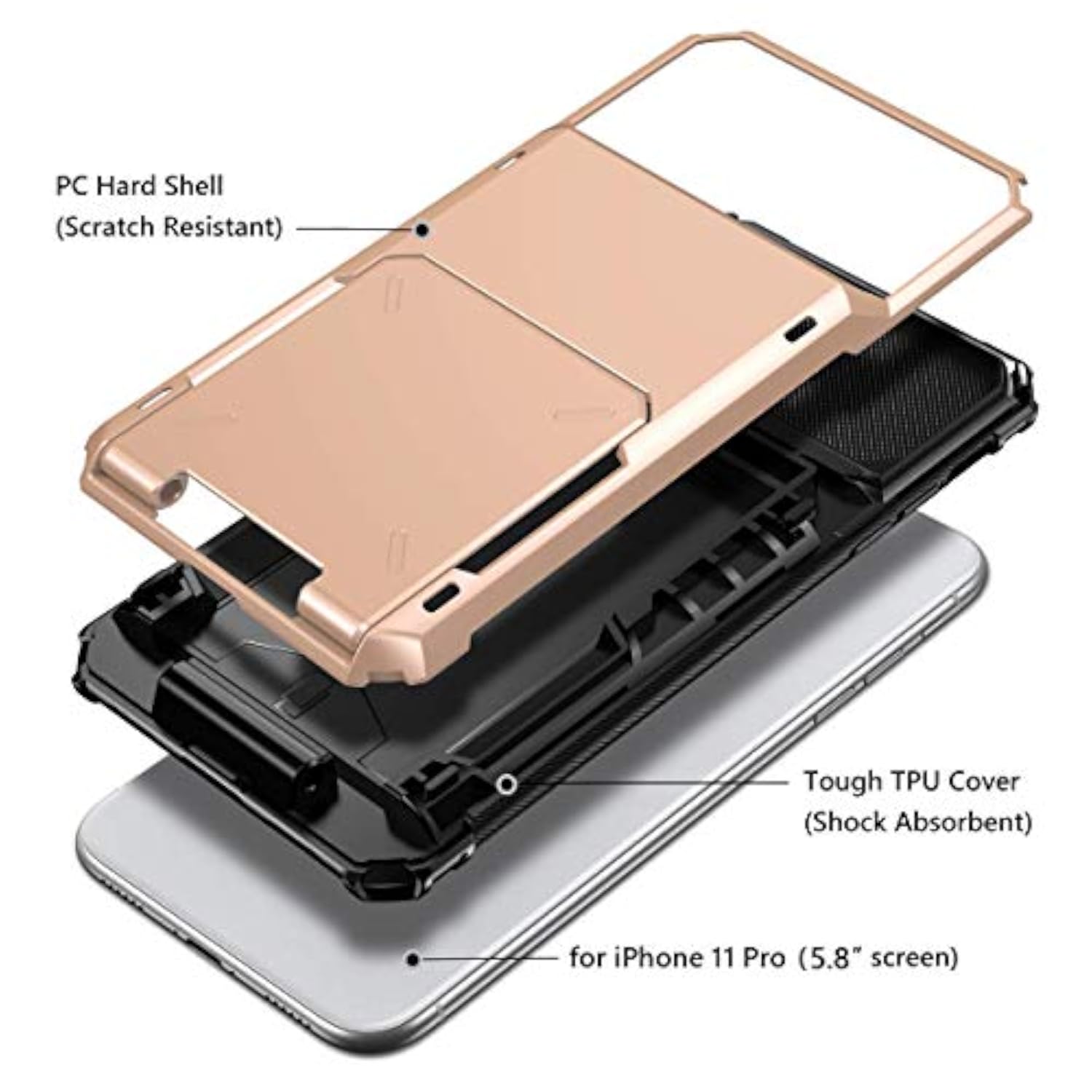 Rose Gold iPhone 11 Pro Case with Card Holder and Wallet Function