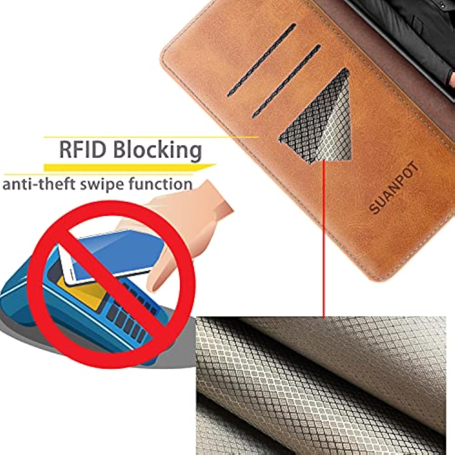 Galaxy Note 20 Ultra 5G Wallet Case Rfid Blocking Leather, Card Holder, Flip Folio, Light Brown