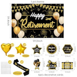 Retirement Party Decorations, Black Gold Happy Retirement Decorations Supplies - Banner Backdrop, Decorations Stickers, Retired Sash, Hanging Swirls, Foil Balloons, Honeycomb Centerpieces