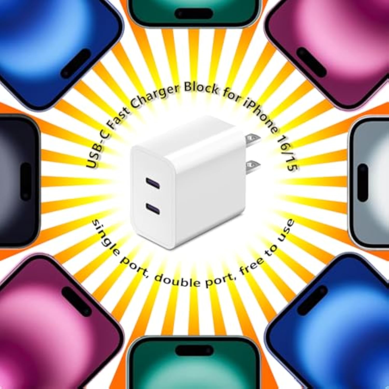 Dual Usb C Charger Block For Apple Watch Iwatch Iphone Ipad Airpods Pro, Type C Fast Charging 20W Pd Power Adapter Plug Cube 1 Pack White
