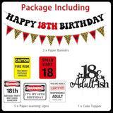 Caution 18Th Birthday Party Decorations Boys And Girls,Black, Red And Yellow Warning Official About 18, Happy 18Th Birthday Banner,Eighteen Cheers To 18 Party Supplies