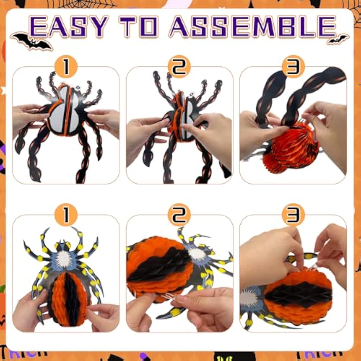 Halloween Office Decorations Kit 14PCS Pumpkin Lantern Bats Skull Spider Banner