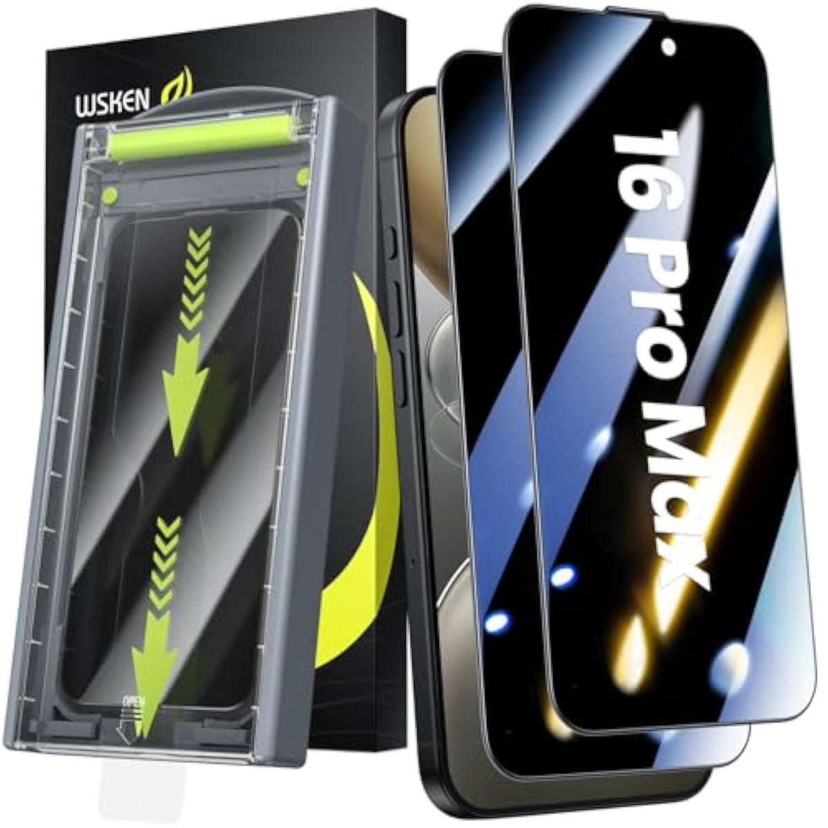 For Iphone 16 Pro Max Privacy Screen Protector - [Auto Dust-Remove] 24 Degree Anti Spy 3D Full Coverage Shatterproof Tempered Glass With Zero Bubble Dust Clean Easy Installing House, 2 Pack