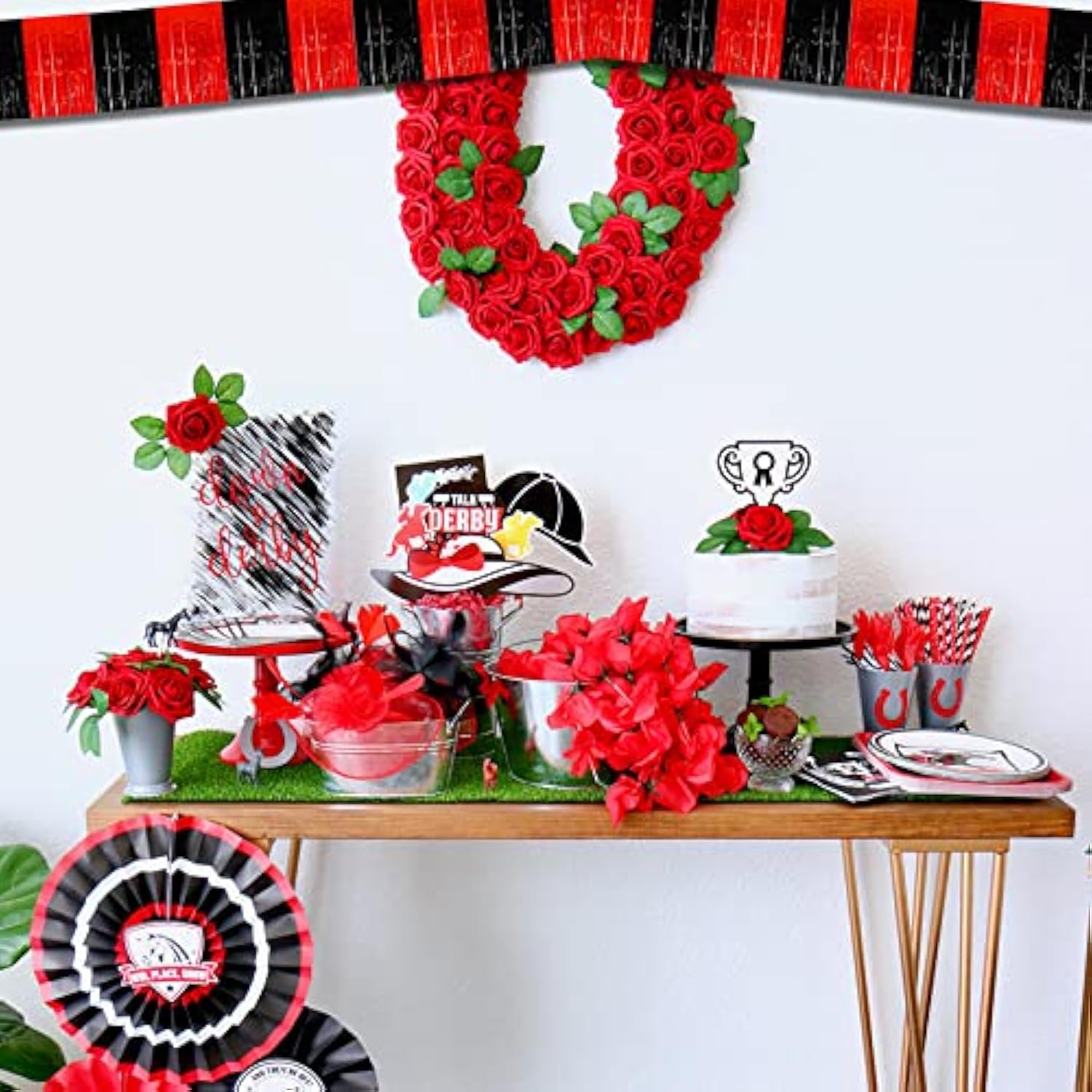 6 Pack 10ft Foil Fringe Garland Black Red Metallic Streamers Party Decorations