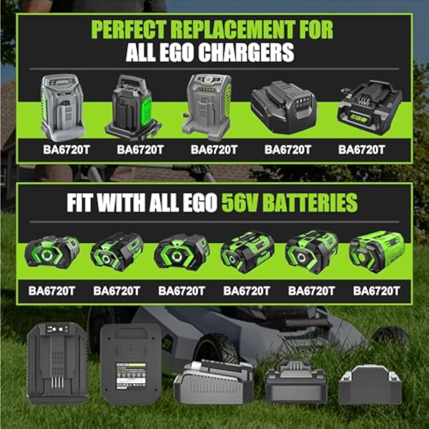Upgraded Ch2100 56-Volt 4A Rapid Charger Replacement For Ego 56V Battery Charger Ch2100 Ch3200 Ch5500,Compatible With Ego 56V Battery Ba2800 Ba1400 Ba5635 Ba4200