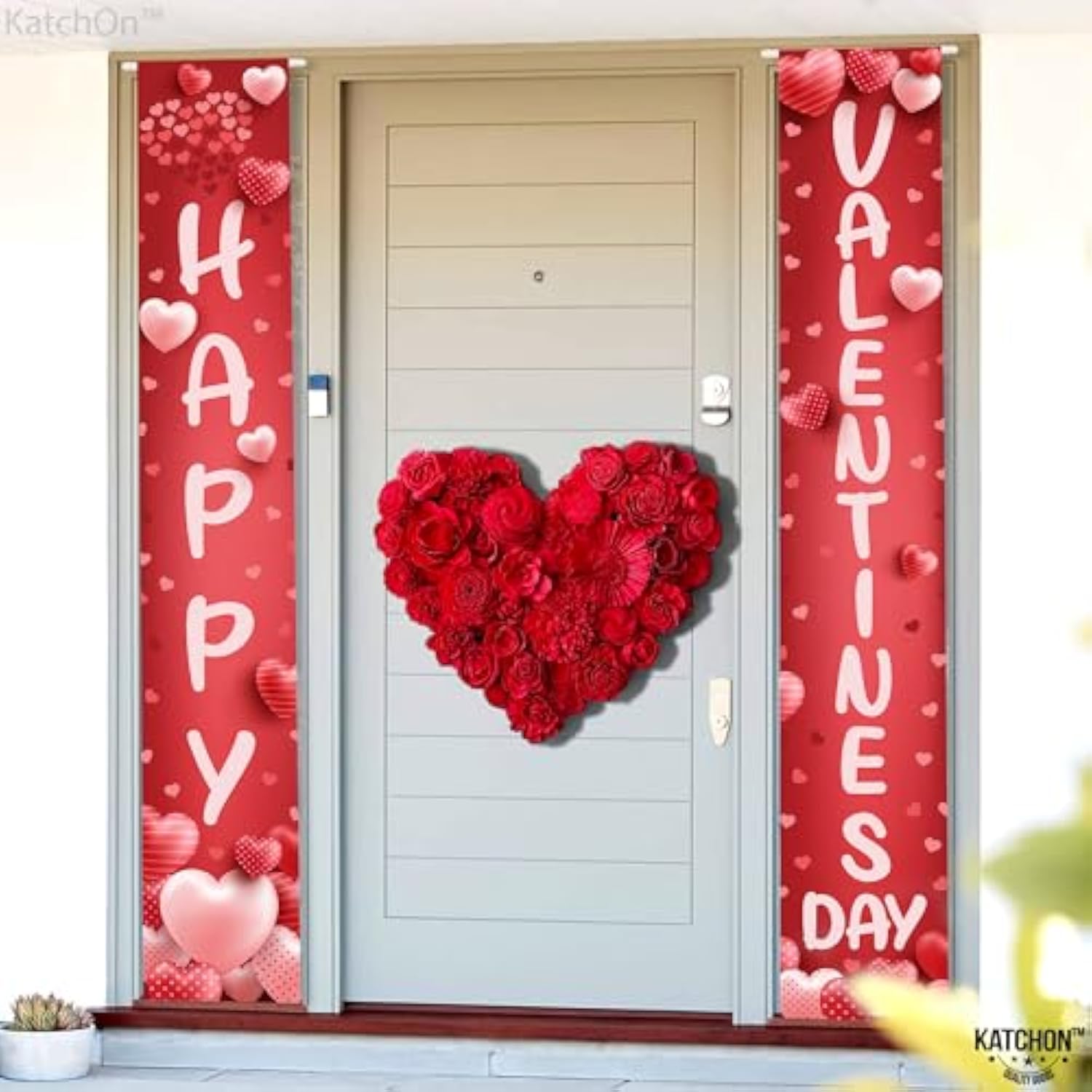 , Happy Valentines Day Door Banner - Xtralarge, 72X12 Inch | Red Valen