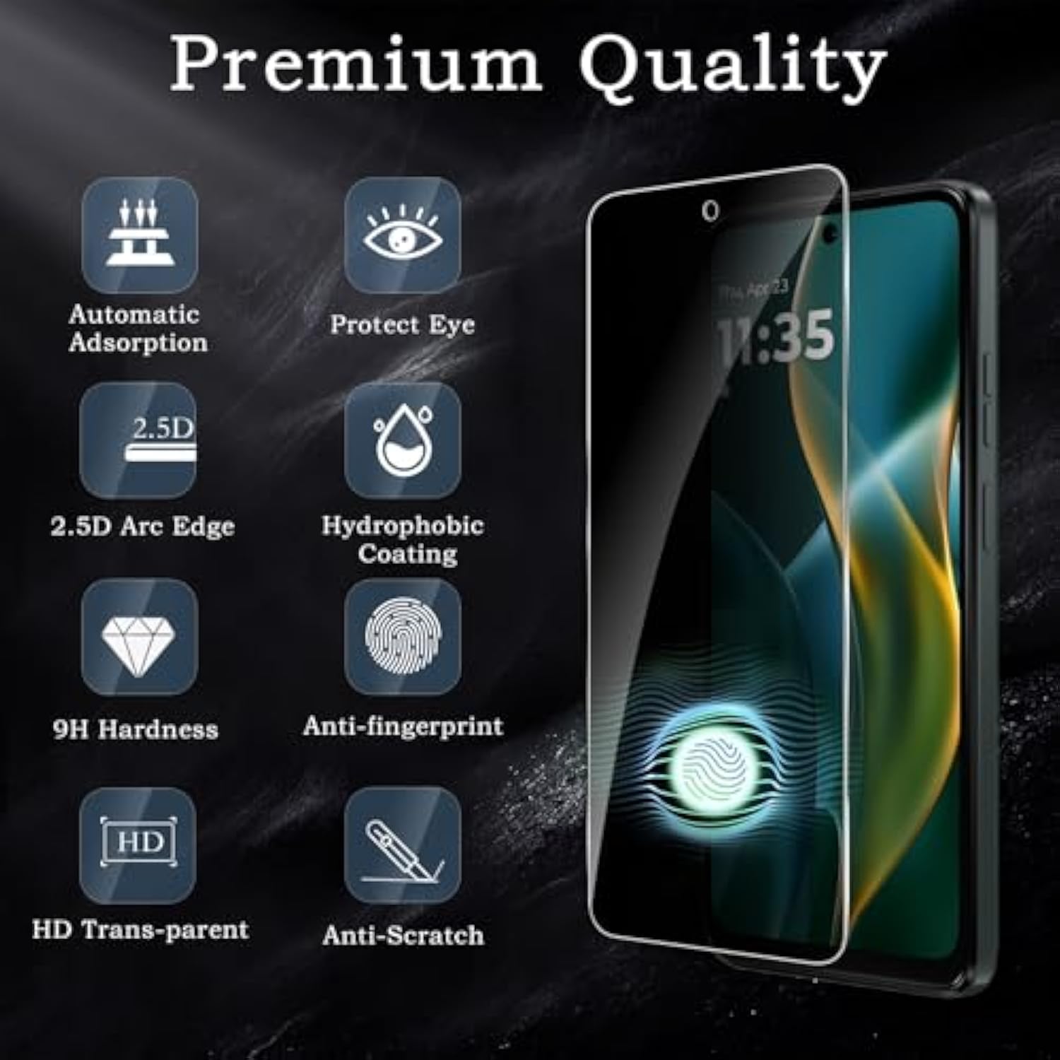 Privacy Screen Protector For Motorola Moto G 5G 2025, Shatterproof Tempered Glass Accessories, Anti Spy Tempered Glass Film, Case Friendly Ultra Resistant 9H Hardness Anti-Glare Hd Black -3 Pack