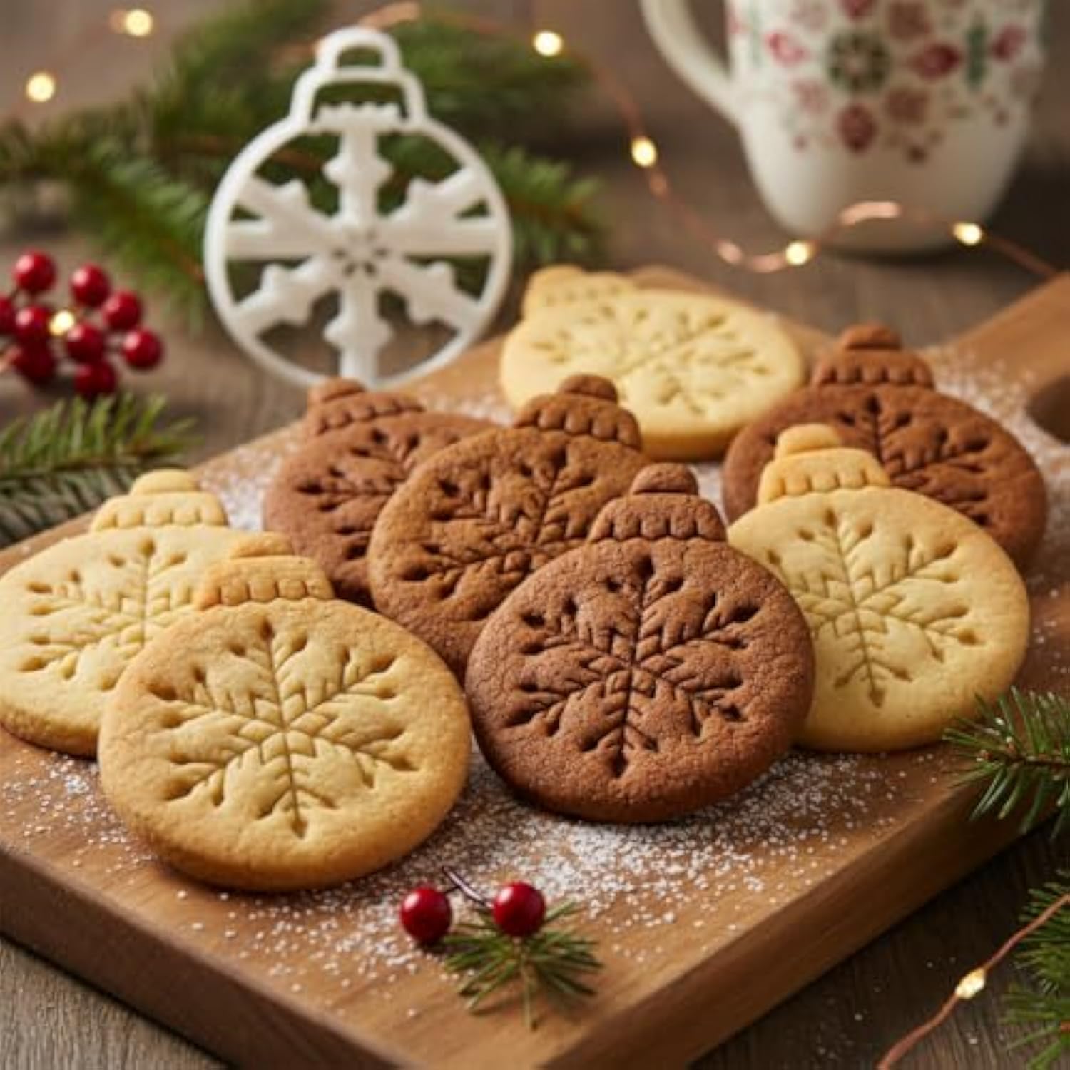 Snowflake Bauble Cookie Cutter - Merry Christmas Cookies - Detailed Biscuit Cutter Design For Baking And Crafts, Ideal On Fondant, Dough, Clay