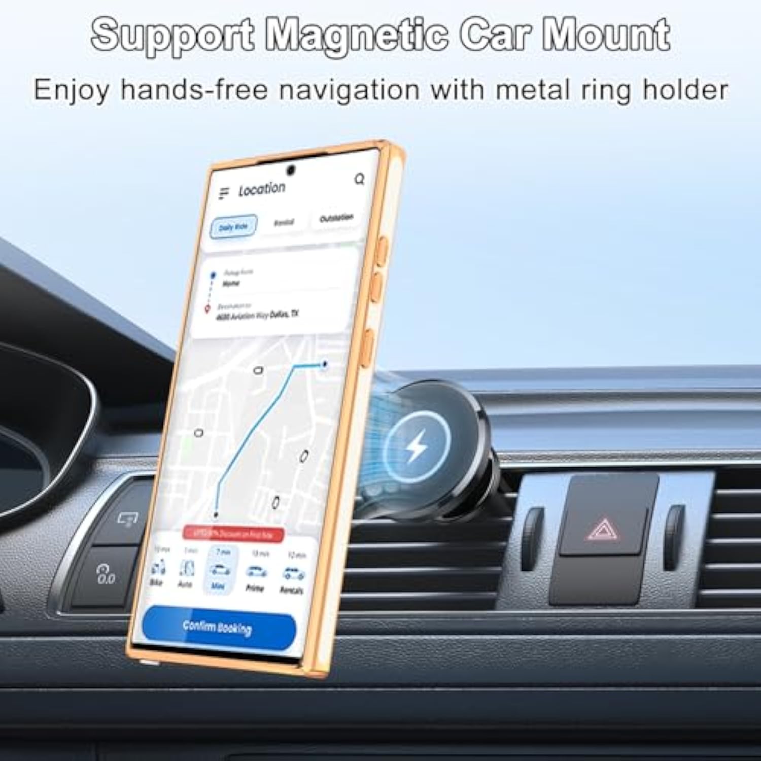 Designed For Samsung Galaxy S23 Ultra Case With Ring Stand, Support Magnetic Car Mount Rotating Finger Holder Soft Tpu Cover Plating Edge Slim Phone Case For Galaxy S23 Ultra White