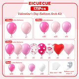 Valentines Day Balloons Garland Arch Kit -171Pcs Different Size Hot Pink and Pink with Heart Metallic Rose Gold White Balloon for Valentine's Day Galentine's Day Anniversary Party Decorations