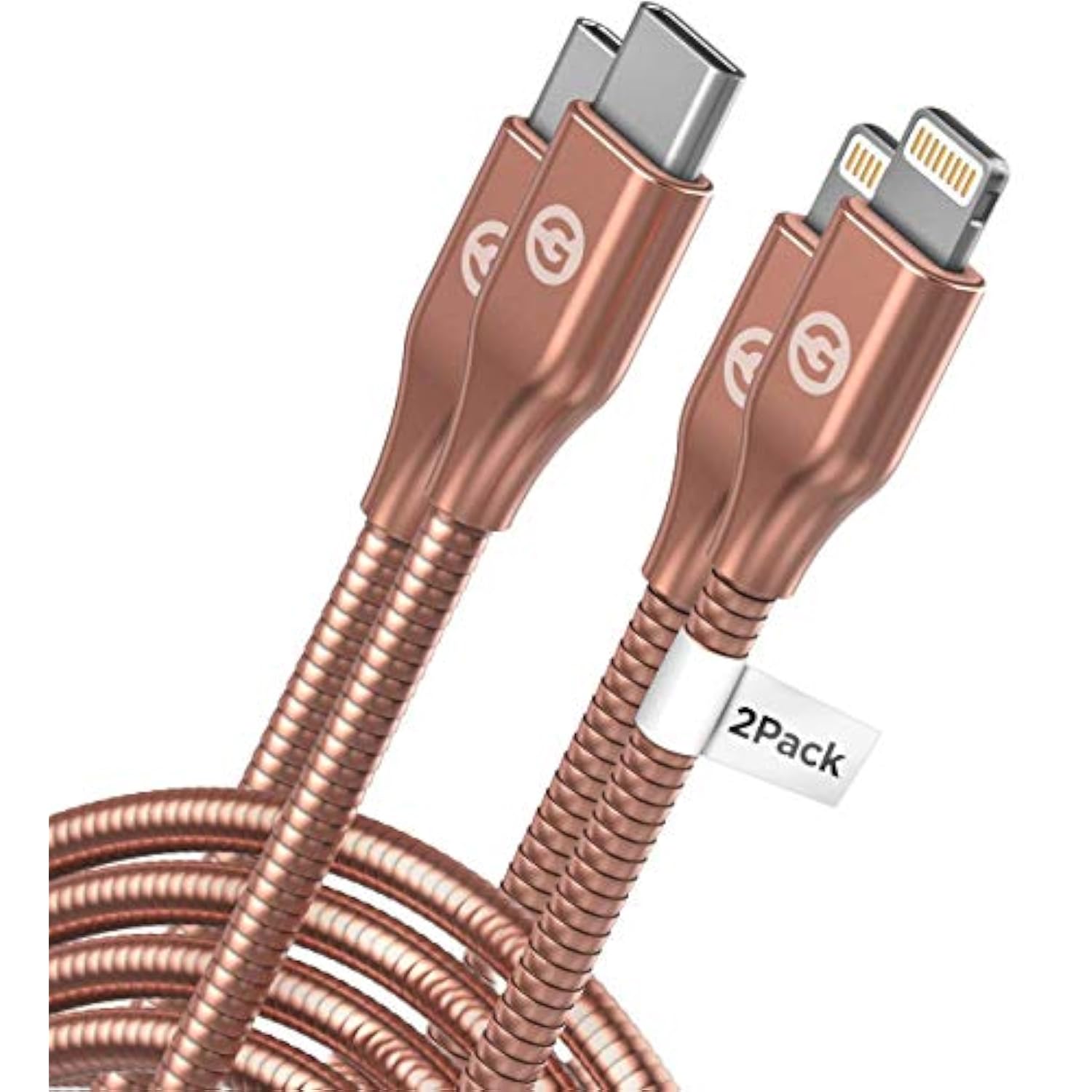 (2 Pack) Pet Proof Iphone Charger - Braided Metal Lightning To Usb-C Charging Cables [Apple Mfi Certified] Ultra Durable Chewproof Cord (4 Ft.) Compatible With Iphone And Ipad